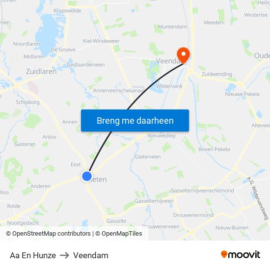 Aa En Hunze to Veendam map