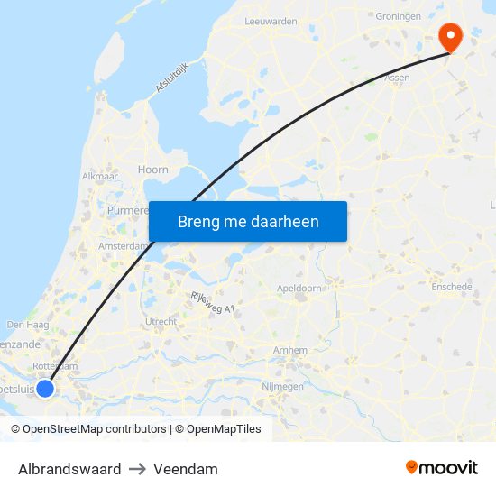 Albrandswaard to Veendam map