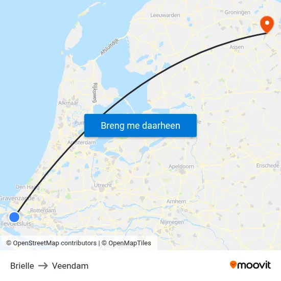Brielle to Veendam map