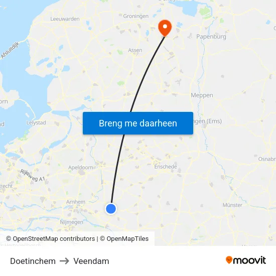 Doetinchem to Veendam map