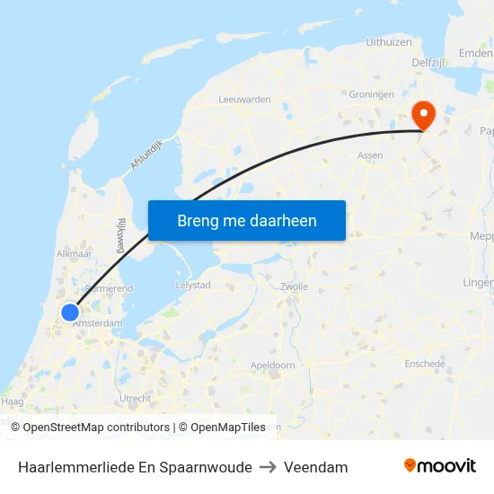Haarlemmerliede En Spaarnwoude to Veendam map