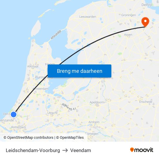 Leidschendam-Voorburg to Veendam map