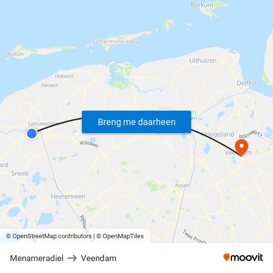 Menameradiel to Veendam map