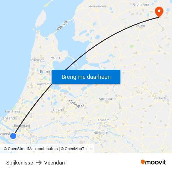 Spijkenisse to Veendam map
