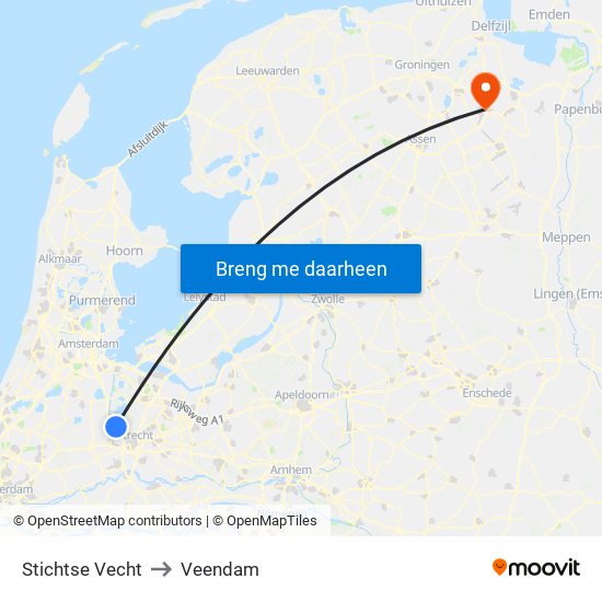 Stichtse Vecht to Veendam map
