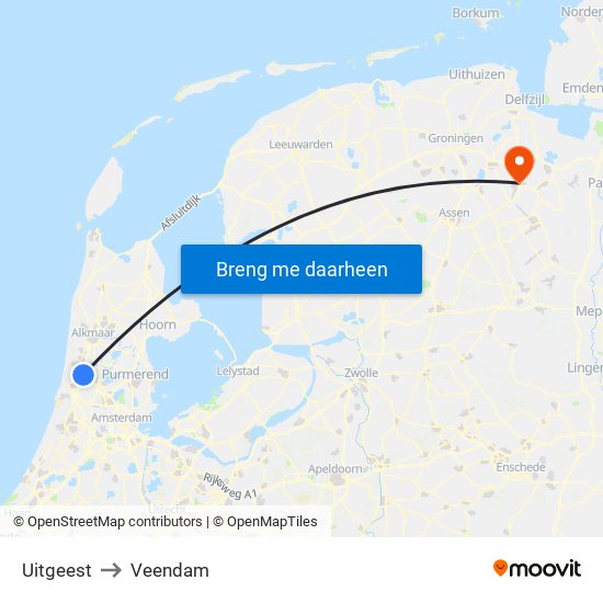 Uitgeest to Veendam map
