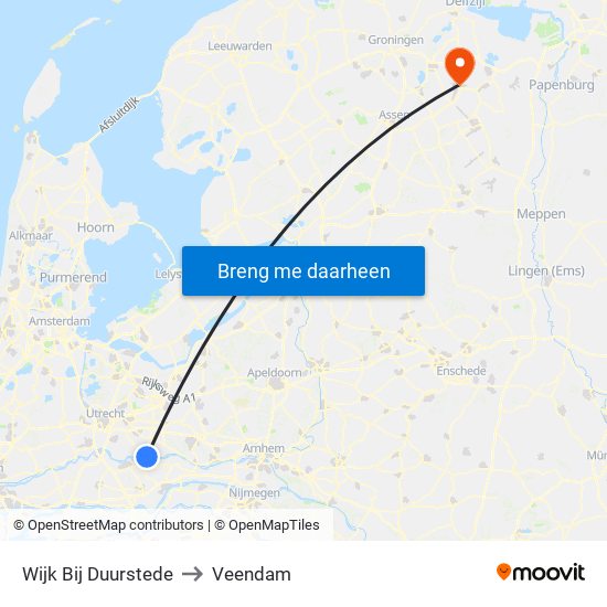 Wijk Bij Duurstede to Veendam map