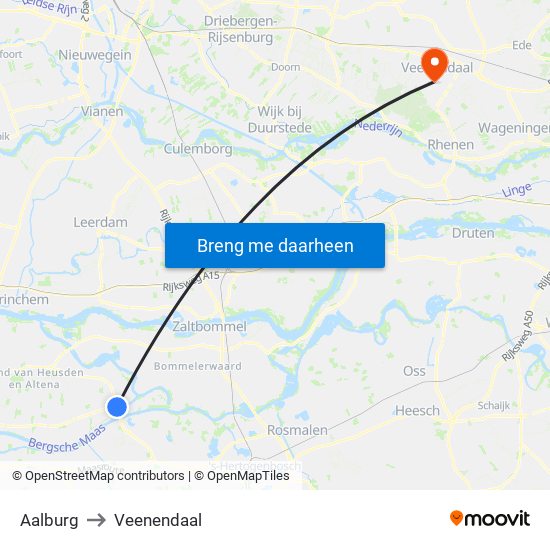 Aalburg to Veenendaal map