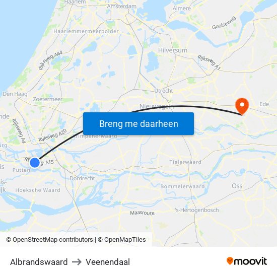 Albrandswaard to Veenendaal map