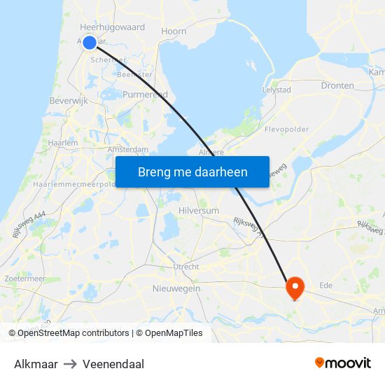 Alkmaar to Veenendaal map