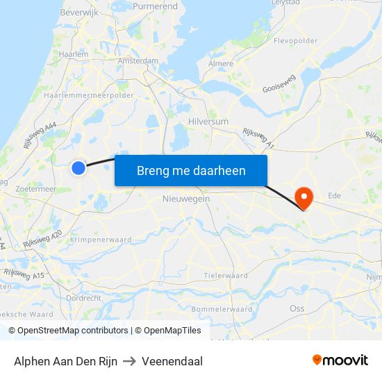 Alphen Aan Den Rijn to Veenendaal map