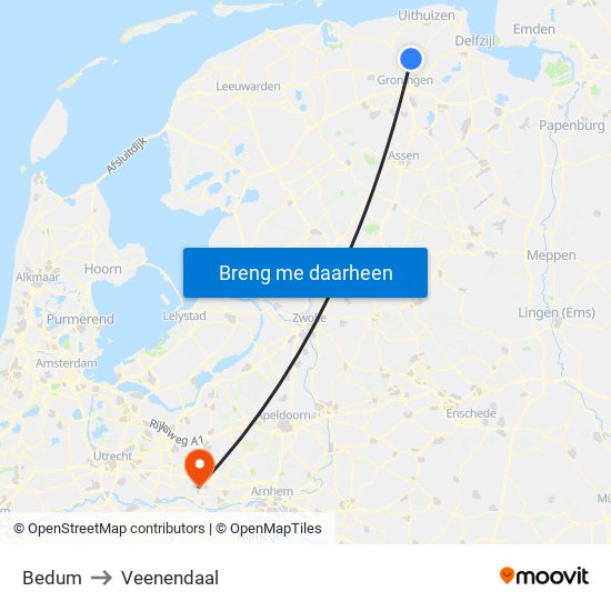 Bedum to Veenendaal map