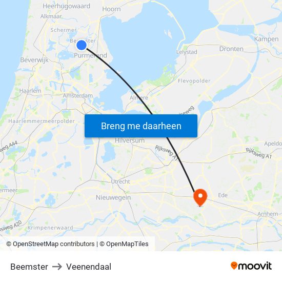 Beemster to Veenendaal map