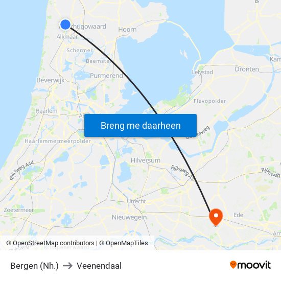 Bergen (Nh.) to Veenendaal map