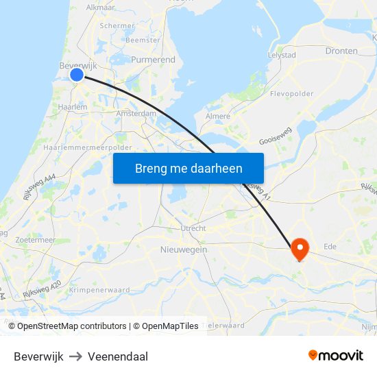 Beverwijk to Veenendaal map