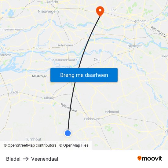 Bladel to Veenendaal map