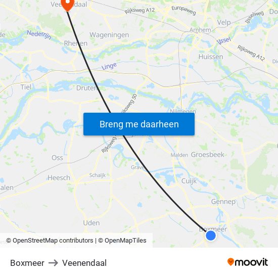 Boxmeer to Veenendaal map