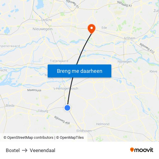 Boxtel to Veenendaal map