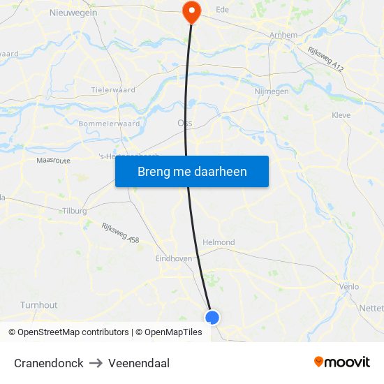 Cranendonck to Veenendaal map