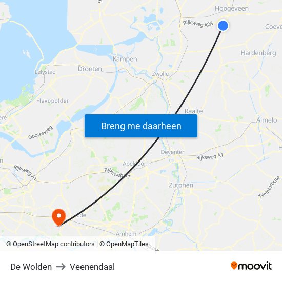 De Wolden to Veenendaal map