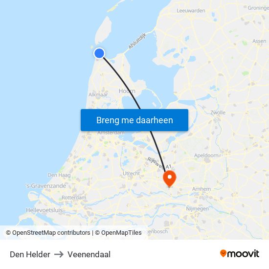 Den Helder to Veenendaal map