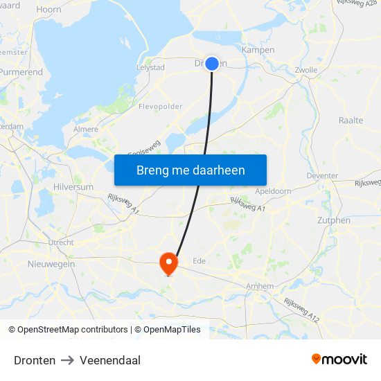 Dronten to Veenendaal map