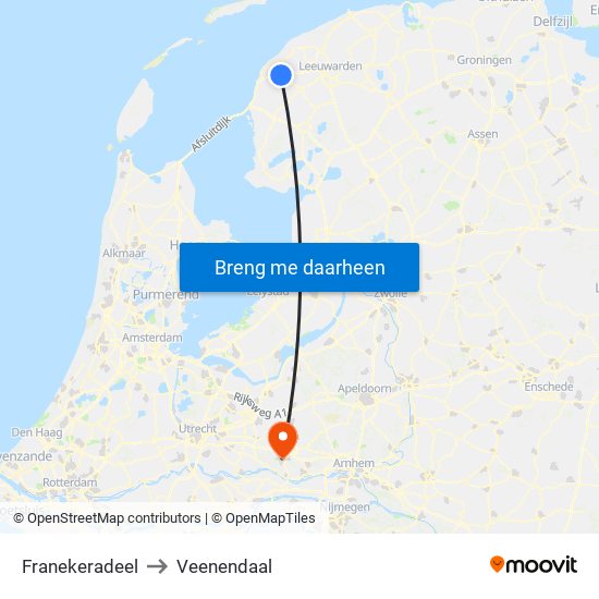 Franekeradeel to Veenendaal map