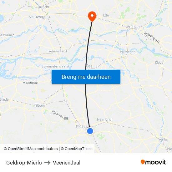 Geldrop-Mierlo to Veenendaal map