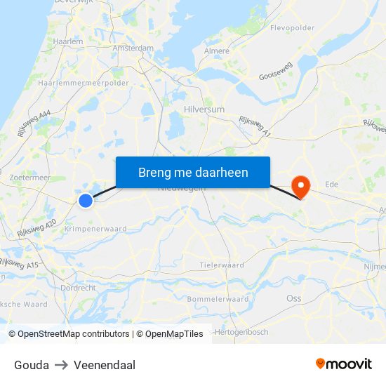 Gouda to Veenendaal map