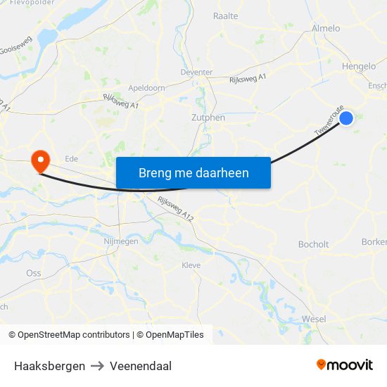 Haaksbergen to Veenendaal map