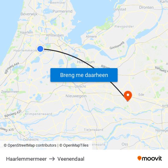 Haarlemmermeer to Veenendaal map