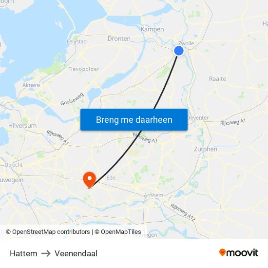 Hattem to Veenendaal map