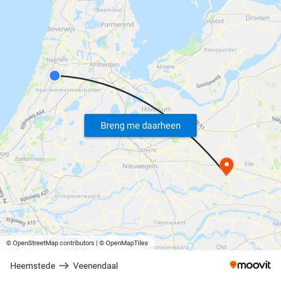 Heemstede to Veenendaal map