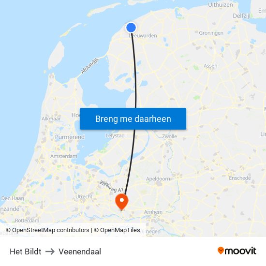 Het Bildt to Veenendaal map