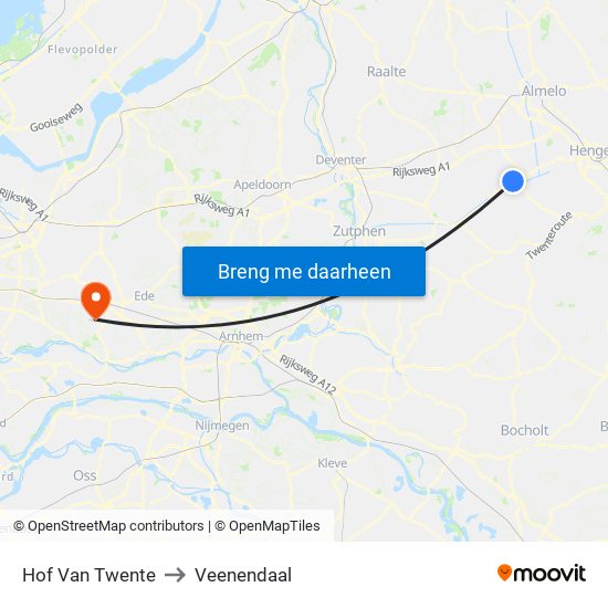 Hof Van Twente to Veenendaal map