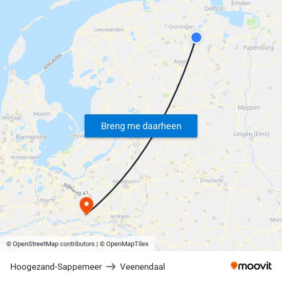 Hoogezand-Sappemeer to Veenendaal map