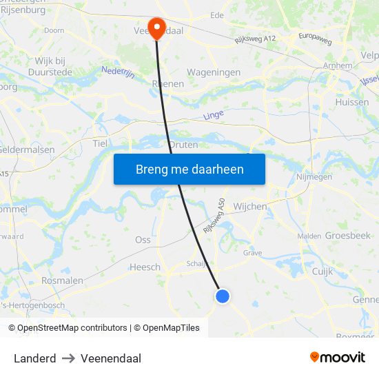 Landerd to Veenendaal map