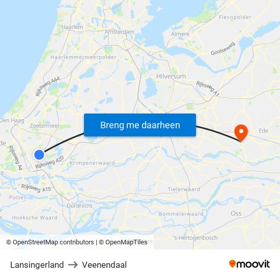 Lansingerland to Veenendaal map