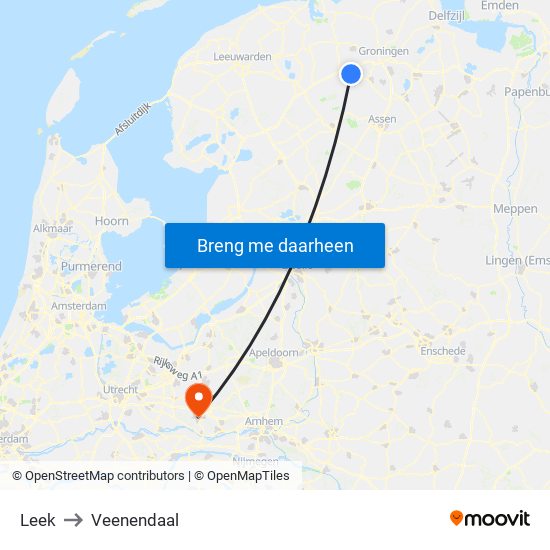 Leek to Veenendaal map