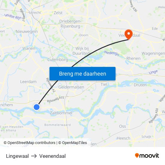 Lingewaal to Veenendaal map