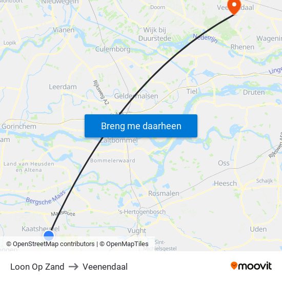 Loon Op Zand to Veenendaal map