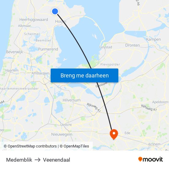 Medemblik to Veenendaal map