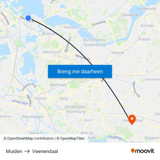 Muiden to Veenendaal map