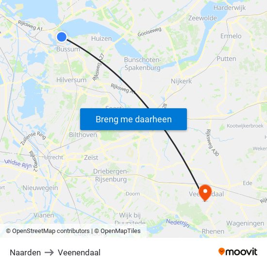 Naarden to Veenendaal map