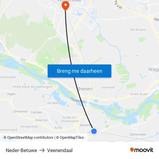 Neder-Betuwe to Veenendaal map