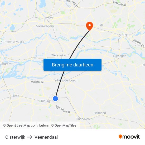 Oisterwijk to Veenendaal map