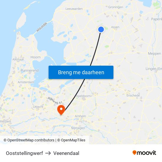 Ooststellingwerf to Veenendaal map