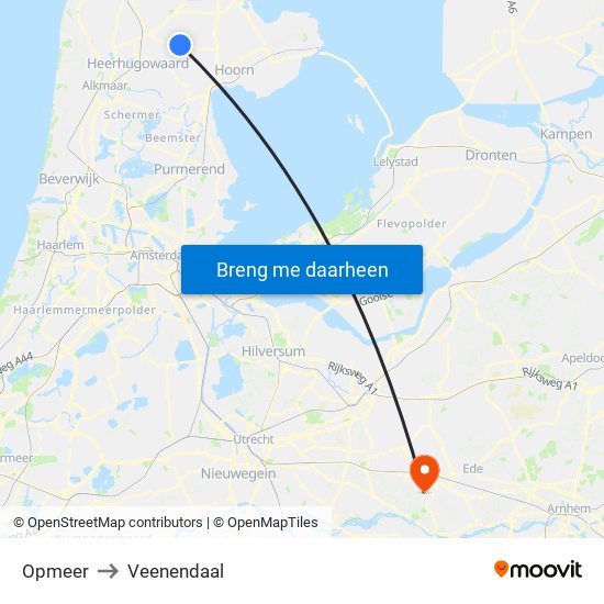 Opmeer to Veenendaal map
