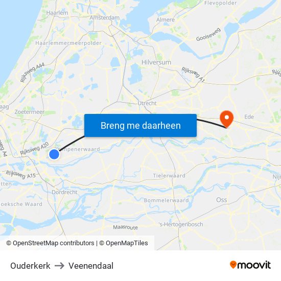 Ouderkerk to Veenendaal map