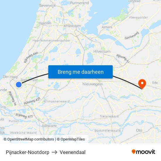 Pijnacker-Nootdorp to Veenendaal map